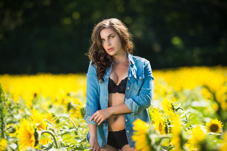 sexy outdoor photo with wildflowers
